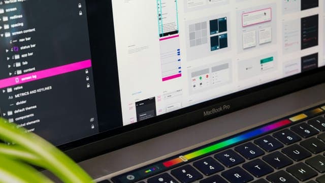A design file open on a laptop screen