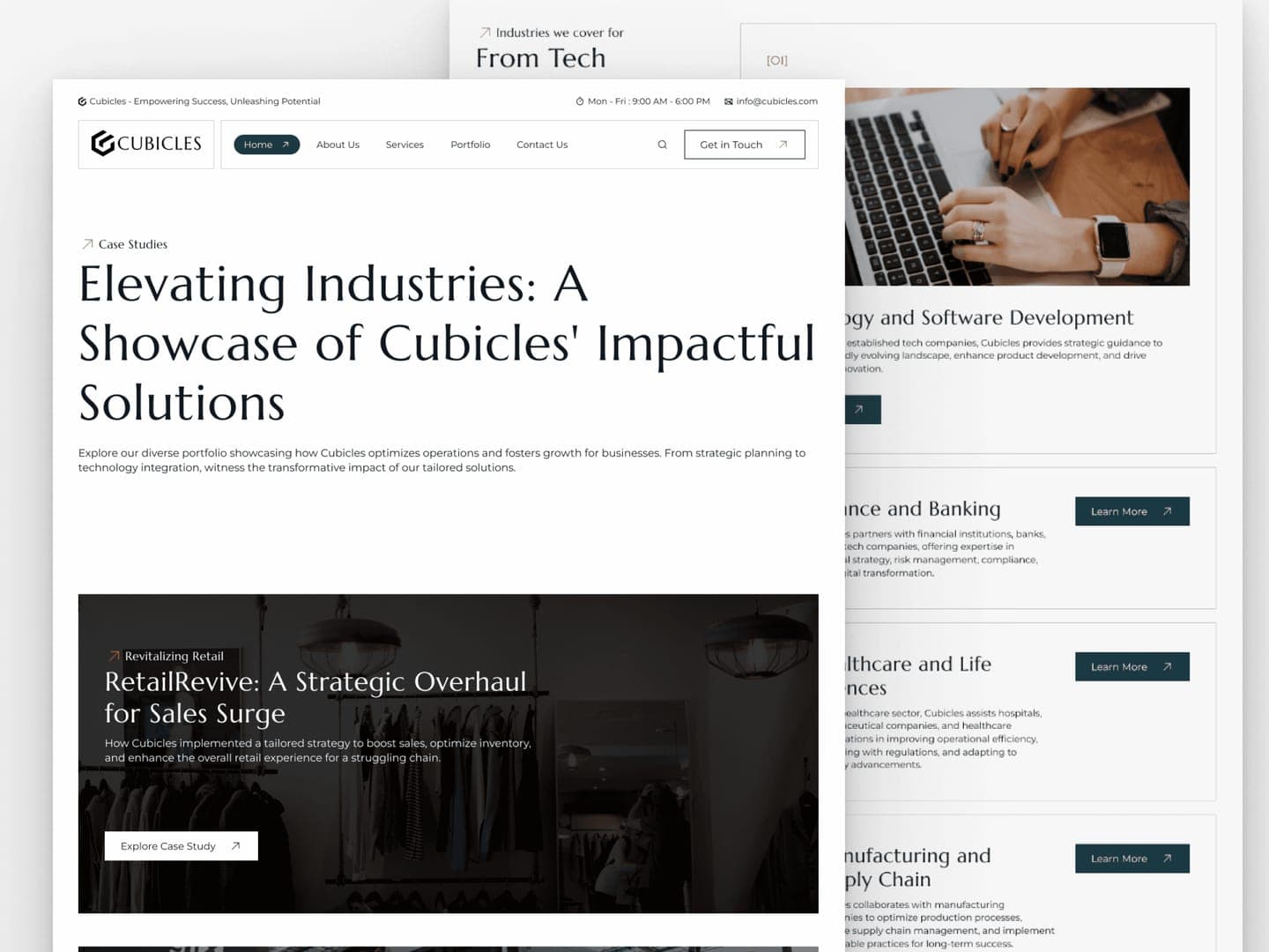 Cubicles website, page 1
