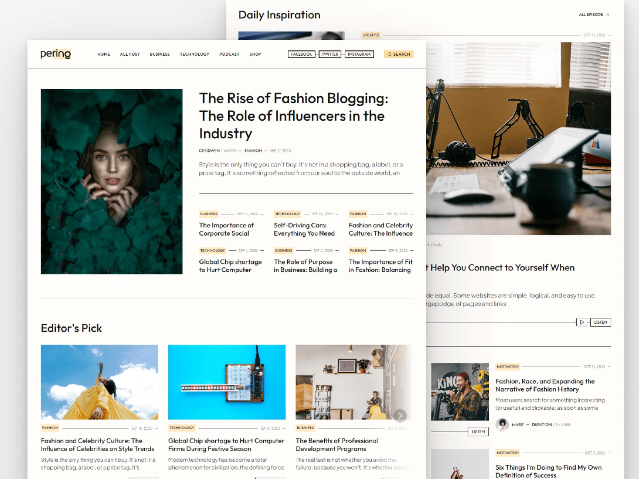 Pering website, page 3